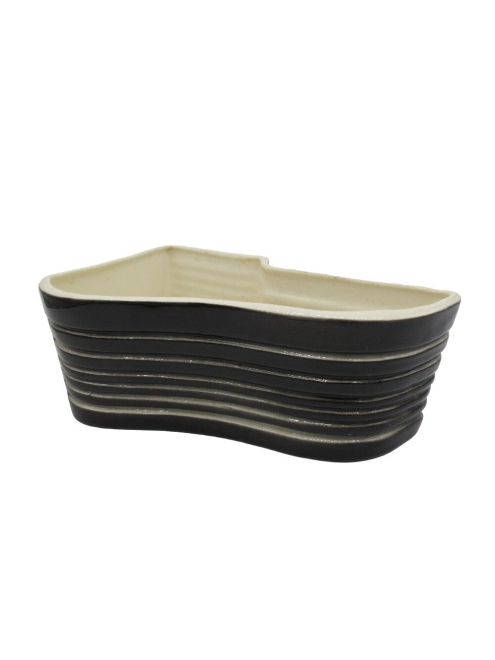 Vintage Planter HORTON CERAMICS TEXAS 1950s Black White Stripe Midcentury Indoor